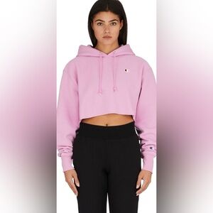 Champion|Light Pink cropped hoodie sweater,small logo•••Size LARGE, athleisure